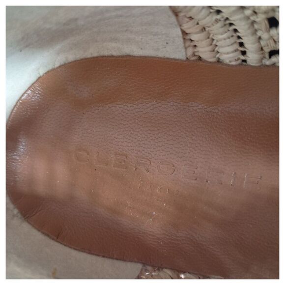 Robert Clergerie Shoes 10.5 Womens Beige Lisa Raffia Oxford Wedge Almond Toe Low - Picture 2 of 9